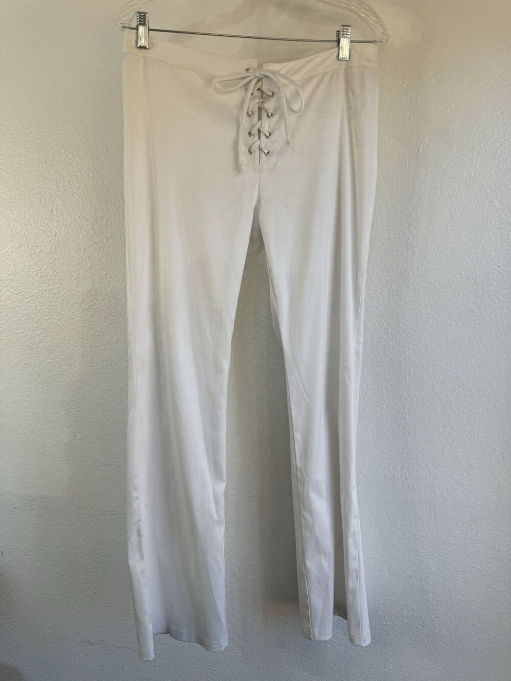 Divine White Front Tie Pants Vintage Y2K 2000s Large USA Made Paper Tag